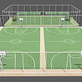 Soccer Field Featuring Green Turf White Marking Lines And Enclosed Fence