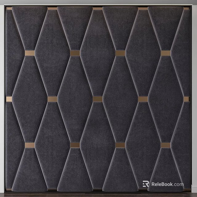 Modern Elegant Wall Decor with Diamond Pattern Leather and Metal Accents 3d model