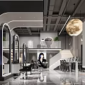 Modern Hair And Beauty Salon Interior Design With Stylish Mirrors Chairs And Pendant Lights