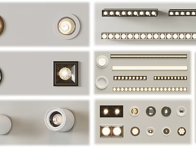 Modern LED Downlights And Spotlights With Various Designs And Installation Types 3d model