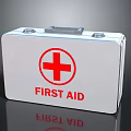 White Medical First Aid Kit With Red Cross Symbol And Emergency Supplies