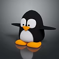 Cute Cartoon Penguin Figure With Black Body White Belly And Orange Beak Feet