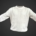 White Cable Knit Sweater with Crew Neck Design Soft Warm Winter Wear