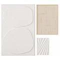 White Textured Decor Elements With Oval Relief Square Pattern And Pleated Design 3d model