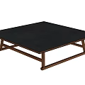 Modern Coffee Table With Crossed Wooden Legs And Black Tabletop Design