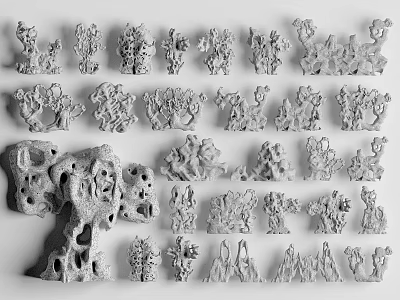 Handcrafted Stone and Wood Decorative Carvings with Various Shapes for Home Decoration 3d model