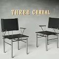 Two Modern Leisure Chairs With Black Seat And Sleek Metal Frame Design