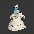 Blue Skinned Game And Movie Character In White Gown With Heart Headpiece And Flowers