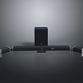 Modern Black Home Theater Sound System With Soundbar Subwoofer And Satellite Speakers