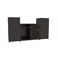 Modern Decorative Cabinet With Geometric Design Open Shelves And Glass Doors