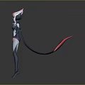 3D Designed Fantasy Humanoid Creature With White Blue Body And Pink Flowing Ribbons Head Ornament