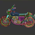 Vintage Gray Motorcycle With Copper Engine Black Seat And Gold Wheels