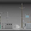 Industrial Equipment Including Electrical Cabinets Transformers Utility Poles Metal Structures And Cables