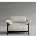 Modern Beige Fabric Single Sofa With Comfortable Armrests And Sturdy Wooden Legs
