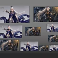 TV Displays Anime Style Female Character With White Long Hair Purple Blue Outfit Rock Background