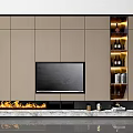Modern TV Wall Unit Design With Storage Cabinets Shelves And Fireplace Effect