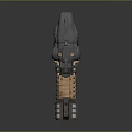 Futuristic Sci Fi Weapon With Metallic Body Blue Lights And Mechanical Details