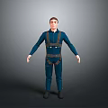 Game and Movie Character 3D Model in Blue Jumpsuit With Brown Harness Standing