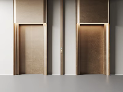 Contemporary Golden Elevator Doors With Sleek Wall And Smooth Floor Design 3d model
