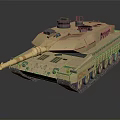Modern Sand Colored Military Tank with Long Cannon Turret Equipment and Tracks 3d model