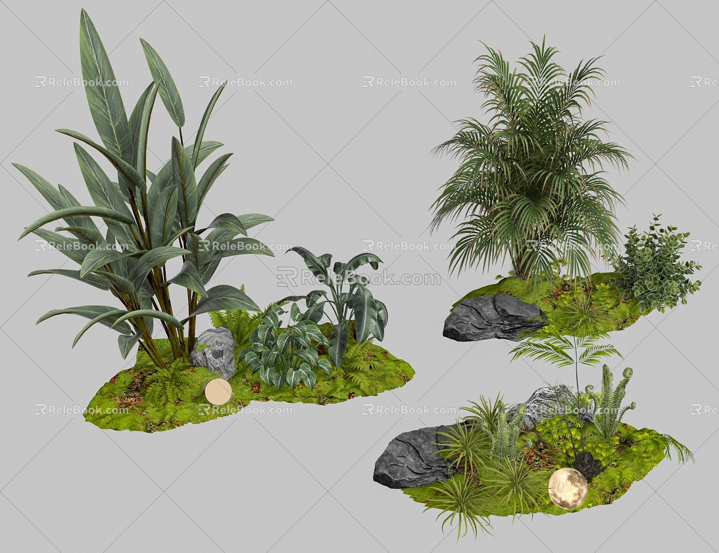 Green plant landscaping plant pile moon lamp 3d model