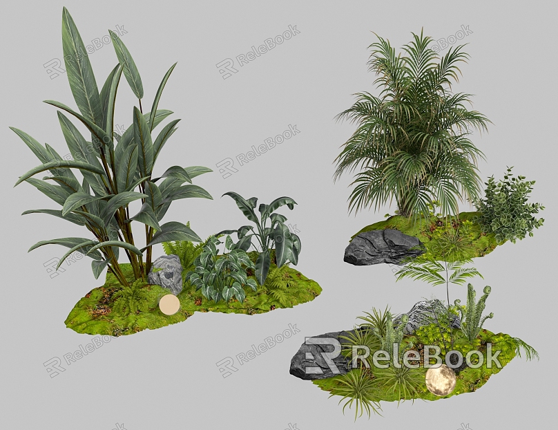 Green plant landscaping plant pile moon lamp model