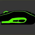 Black Gaming Computer Mouse With Green Glowing Lines And Snake Logo Design 3d model