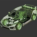 White Sporty Hatchback Car With Stained Body And Silver Wheels