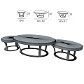 Elegant Marble Top Coffee Table Set With Chrome Metal Base And Oval Shape 3d model