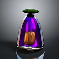 Modern Decorative Object With Purple Silver Body Green Top And Orange Center Piece