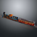 Vintage Steam Train Model Featuring Blue Locomotive Red Passenger Carriage And Railway Track Details