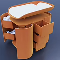 Modern Orange Baby Crib With Multiple Drawers And Spacious Storage Compartments 3d model