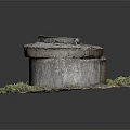 Circular Concrete Manhole Cover Structure With Metal Lid And Green Grass