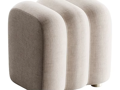 Three Modern Beige Fabric Sofa Stools For Stylish Living Room Decor 3d model