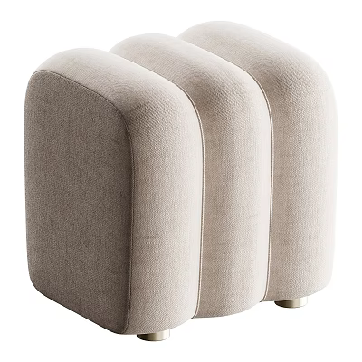 Three Modern Beige Fabric Sofa Stools For Stylish Living Room Decor 3d model