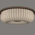Modern Round Ceiling Light With Pleated Cream Lampshade And Brown Frame 3d model