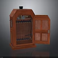 Vintage Wooden Mantel Clock with Open Door Mechanical Gears and Pendulum
