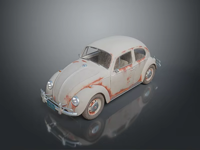 White Ladybug Insect With Rust Colored Spots On Gray Reflective Surface 3d model