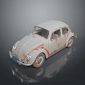 White Ladybug Insect With Rust Colored Spots On Gray Reflective Surface 3d model