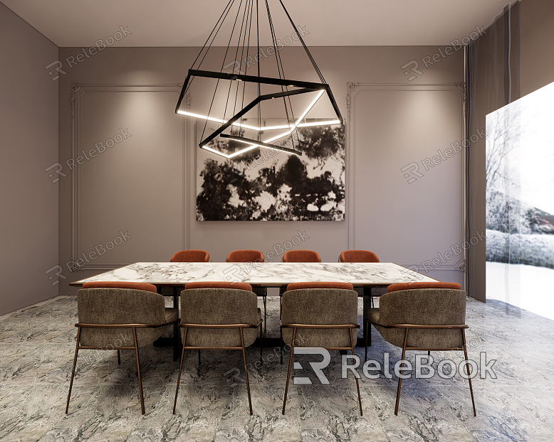 Modern Dining Table and Chair Combination model