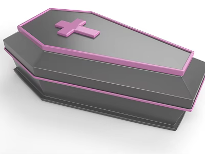 Decorative Ornament Set Coffin Shaped Black with Pink Trim and Cross Accent 3d model