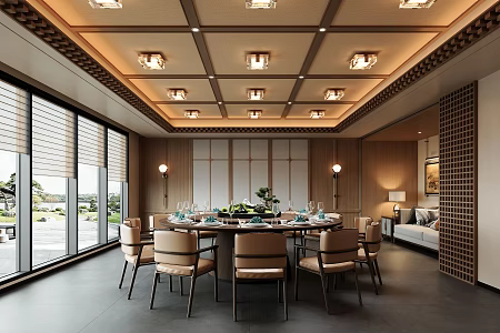 New Chinese-style private room hotel private room 3d model