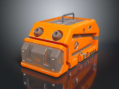 Orange Portable Equipment with Top Handle and Round Control Knobs Gray Panel Design Structure 3d model