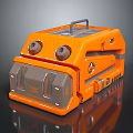 Orange Portable Equipment with Top Handle and Round Control Knobs Gray Panel Design Structure 3d model