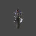 Blue and White Sport Motorcycle With Sleek Design Golden Shock Absorbers And Black Seat