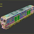 Colorful Train With Blue Pink Purple Exterior And Modern Design Elements And Shiny Finish