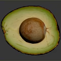 Halved Fresh Avocado With Green Creamy Flesh And Brown Pit