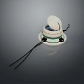 White Electronic Device With Circular Base And Extended Black Cables Modern Design 3d model