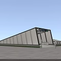 Modern Glass Facade Station With Sloped Roof And Entrance Sign In Plaza Area