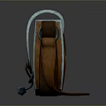 Brown Leather Crossbody Bag With Green Red Geometric Mask Design And Metal Buckle